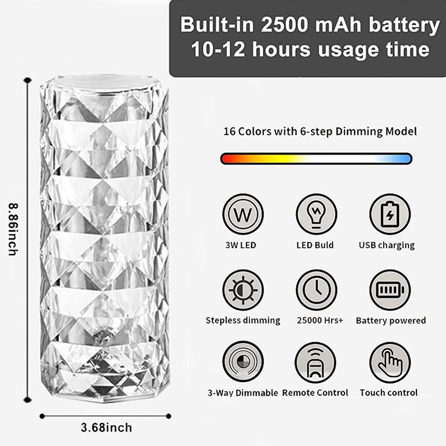 16 Color Changing Crystal Table Lamp
